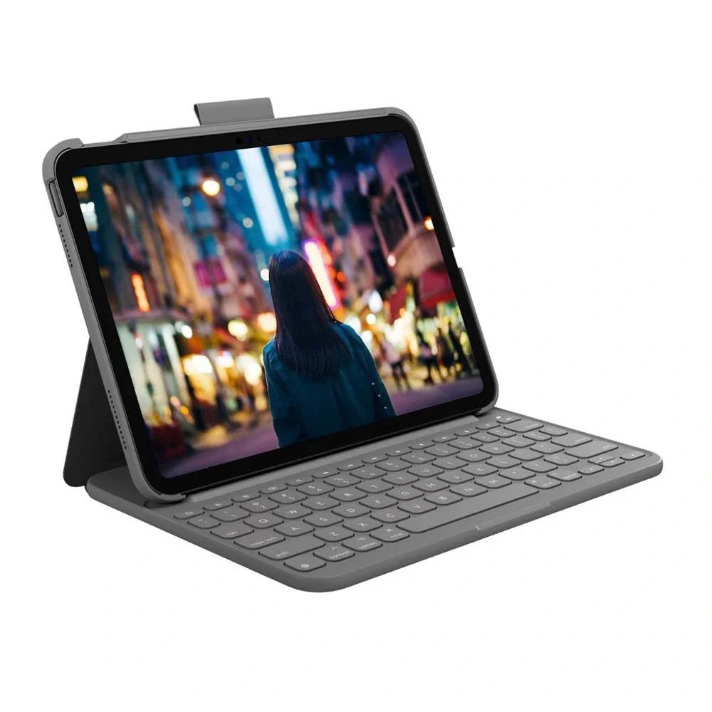 Logitech Slim Folio Bluetooth Gray Keyboard Case for iPad 10th Gen